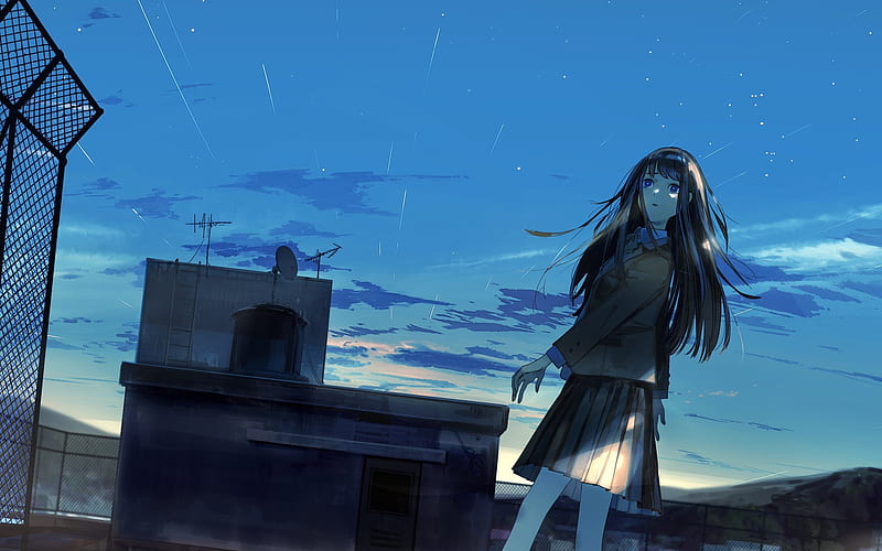 Anime Alone Girl, HD wallpaper