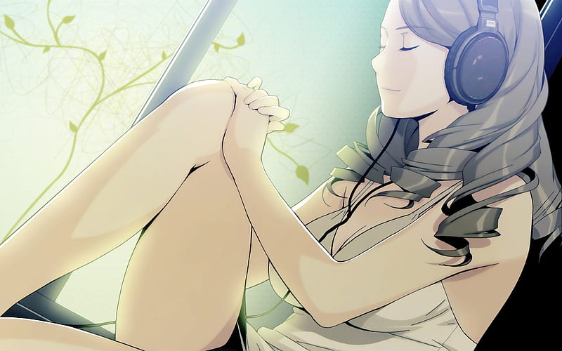 girl listening to music manga-Cartoon characters- the third series, HD wallpaper