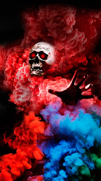 Rock anime, Rock, VIP, black, popular, punk, red, skull, smoke, HD phone  wallpaper