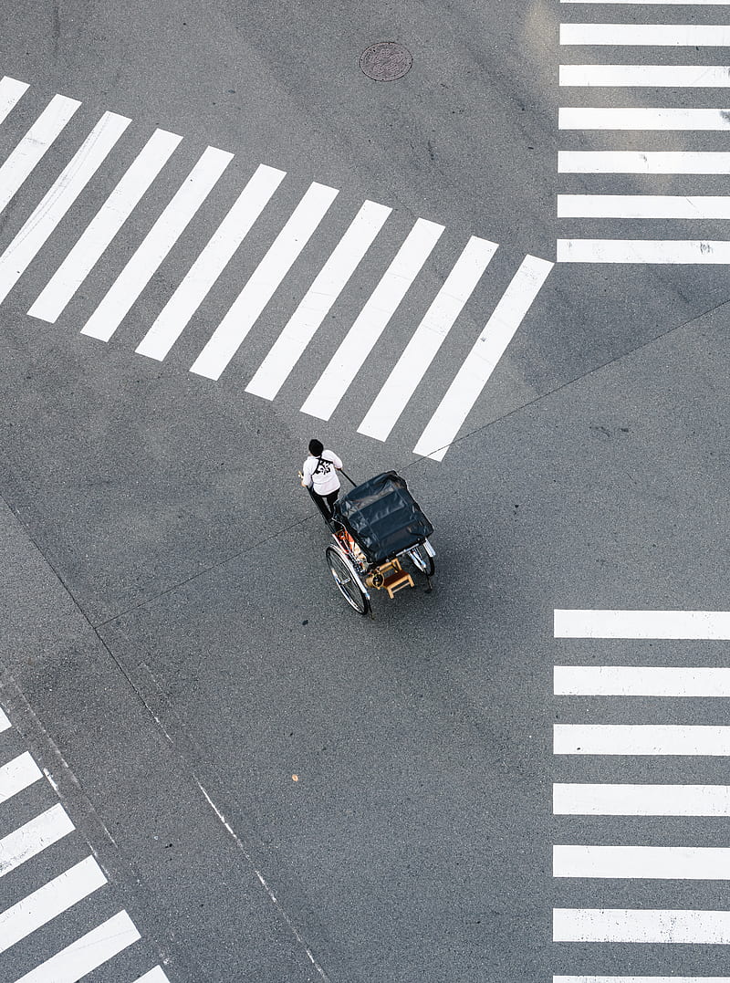 man pulling carriage crossing pedestrian, HD phone wallpaper