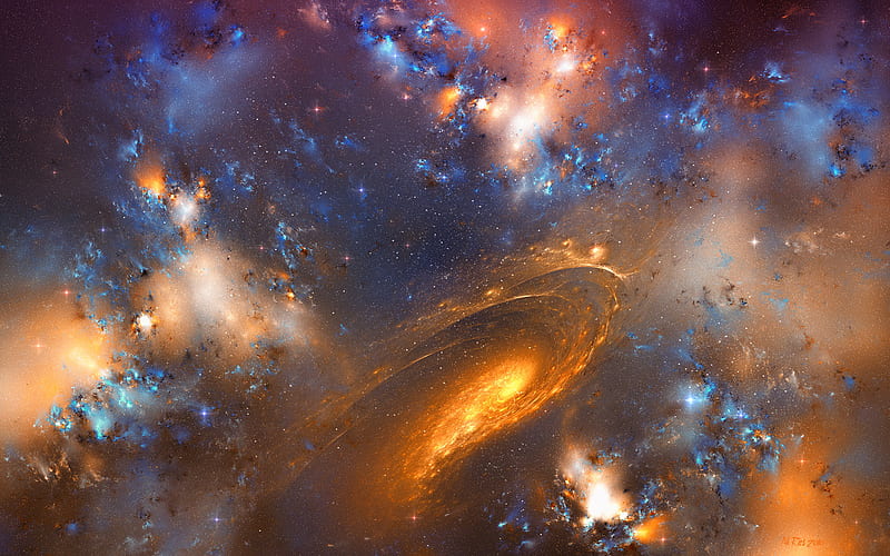 Andromeda Galaxy, art, nebula, space, galaxy, star, HD wallpaper