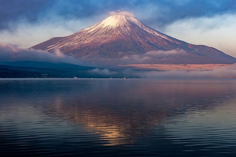Mt. Fuji Reflection, mountain, japan, japanese, nature, scenery, lake, fuji, HD wallpaper