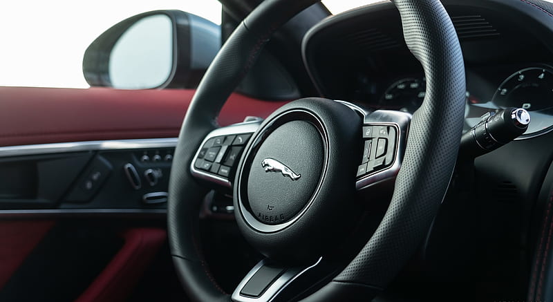 2021 Jaguar F-TYPE P300 Coupe RWD (Color: Eiger Grey) - Interior, Steering Wheel , car, HD wallpaper