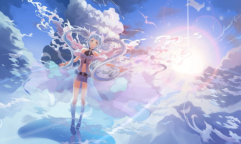 ~Heaven's Glory~, vocaloid, kneehighs, hatsune miku, boots, sunlight ...