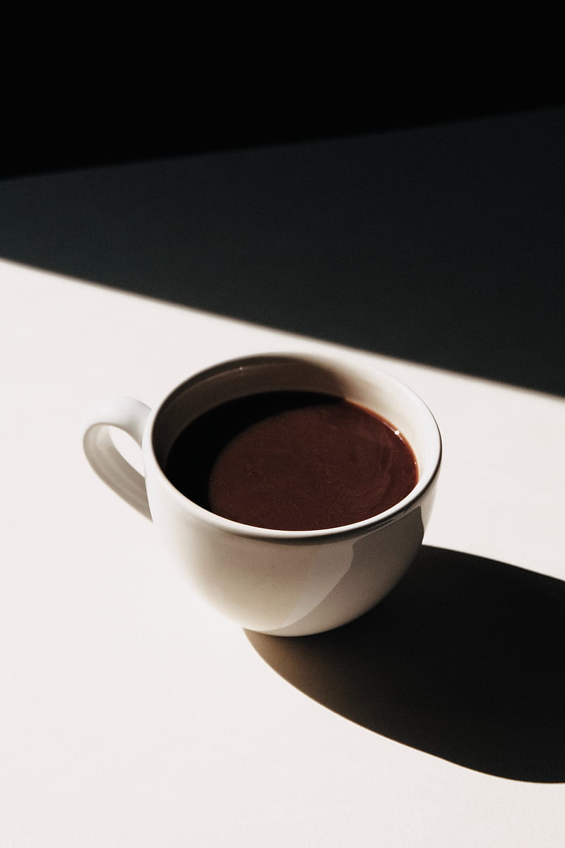 cup, coffee, drink, white, shadow, HD phone wallpaper