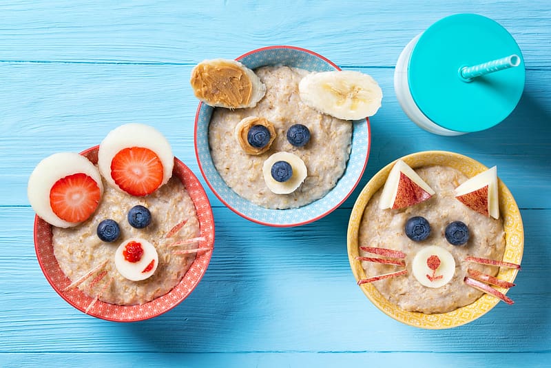 Porridge, pisici, mouse, fruit, cat, funny, food, HD wallpaper