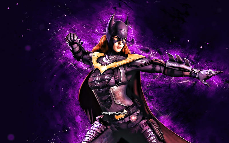 Batgirl violet neon lights, superheroes, DC Comics, Batgirl, HD wallpaper