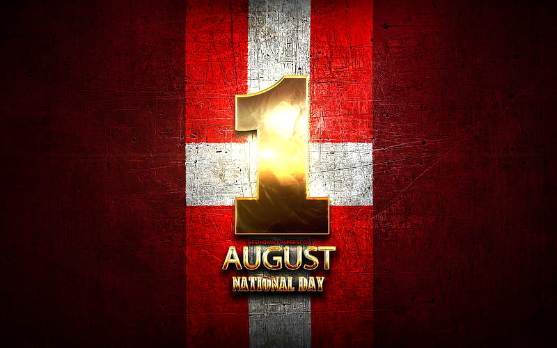 Swiss National Day, August 1, golden signs, Swiss national holidays, Switzerland Public Holidays, Switzerland, Europe, National Day of Switzerland, HD wallpaper