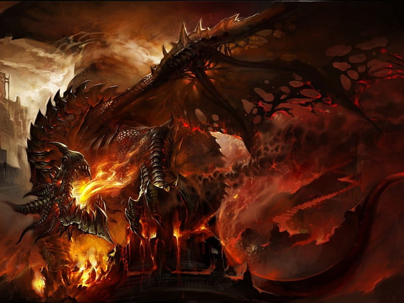 Dragon, fire, castle, angry, HD wallpaper | Peakpx