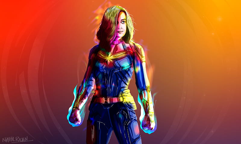 Brie Larson as Captain Marvel Artwork, HD wallpaper
