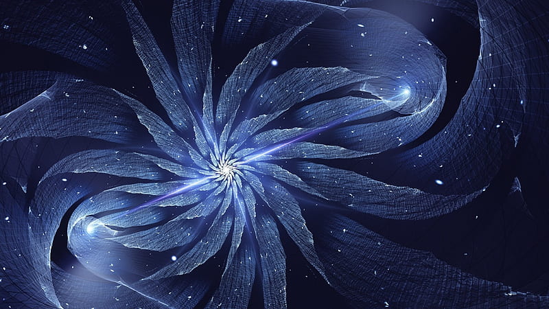 Winter star, luminos, glitter, fractal, texture, blue, winter, star, HD wallpaper