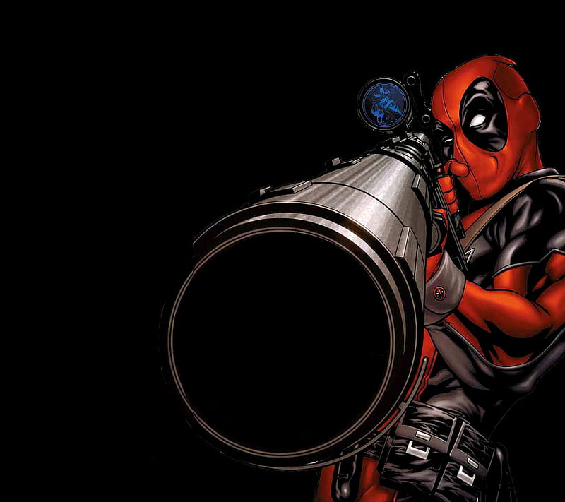Deadpool - Sniper, black, comic, comics, crazy, dc, dead, funny, gun, haha, killer, lol, loner, marvel, mercenary, pool, red, reynolds, rifle, ryan, x men, x-men, xmen, HD wallpaper