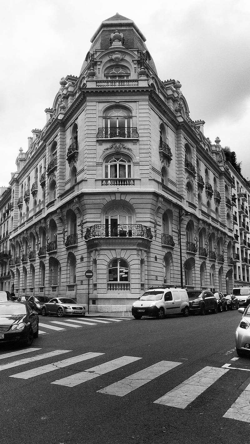 Paris building, architecture, blackwhite, city, france, landscape, HD phone wallpaper