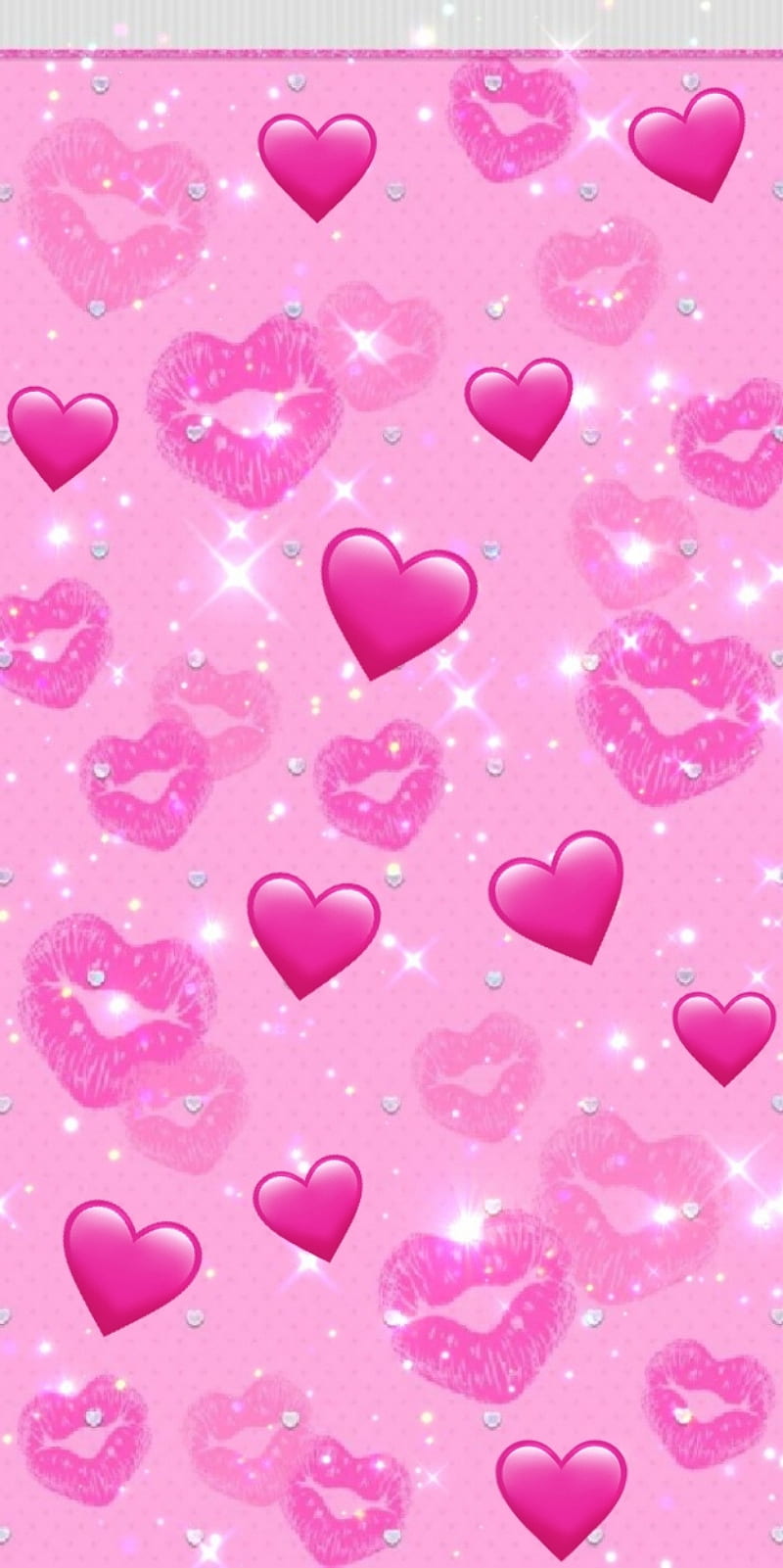 Pink hearts, lips, love, sparkle, HD phone wallpaper | Peakpx