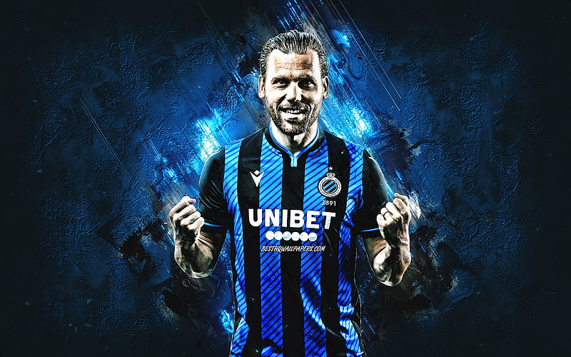 Ruud Vormer, Club Brugge, dutch footballer, midfielder, portrait, blue stone background, soccer, Jupiler Pro League, HD wallpaper