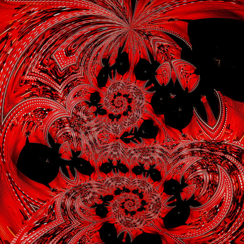 mosaic, fractal, pattern, red, abstraction, HD wallpaper