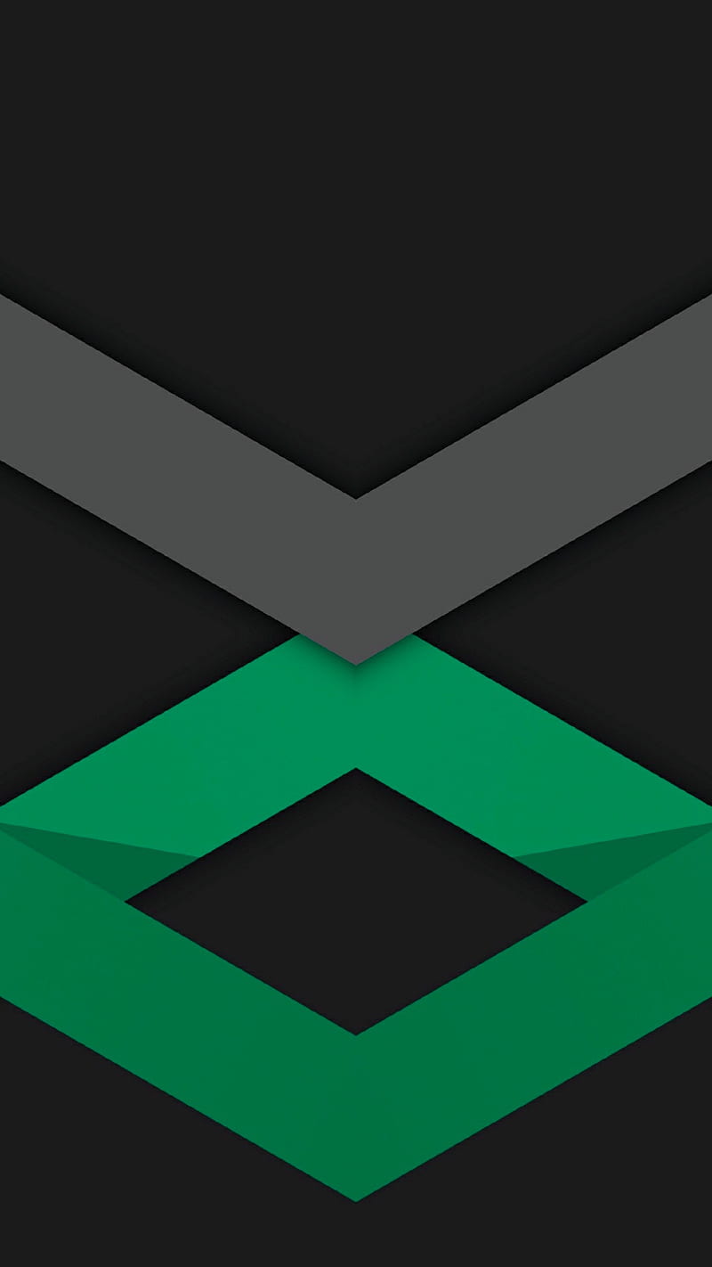Material design 085, abstract, android, black, geometric, green, modern, new, shapes, HD phone wallpaper