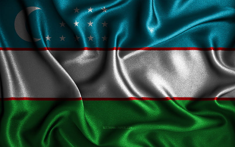 Uzbek flag silk wavy flags, Asian countries, national symbols, Flag of Uzbekistan, fabric flags, Uzbekistan flag, 3D art, Uzbekistan, Asia, Uzbekistan 3D flag, HD wallpaper