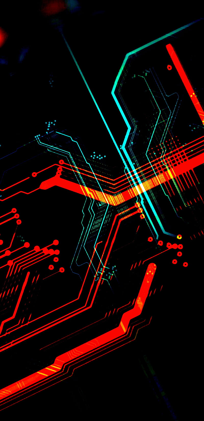Curcuit board, circuit, circuits, computer, gradient, led, science, tech, technology, tron, HD phone wallpaper
