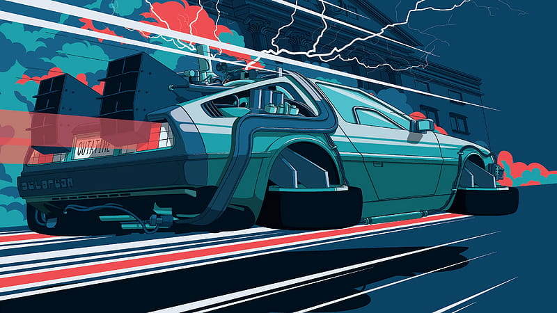 Back To The Future Car Illustration , car, artist, artwork, digital-art, behance, HD wallpaper