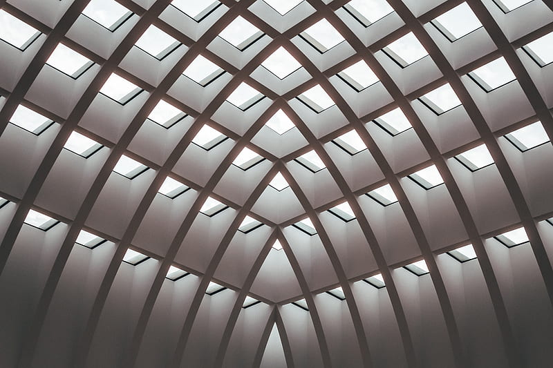 architecture, interior, mesh, holes, light, symmetry, HD wallpaper