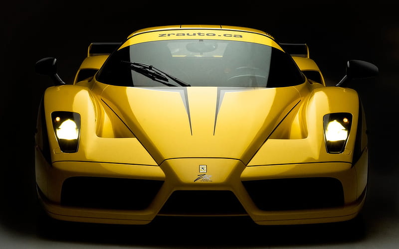 Ferrari Enzo XX Evolution, enzo, headlights, ferrari, car, xx, yellow, evolution, lights, HD wallpaper