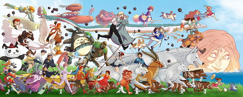 Studio Ghibli Dual Monitor - Studio Ghibli All Characters - & Background, Cute Ghibli, HD wallpaper
