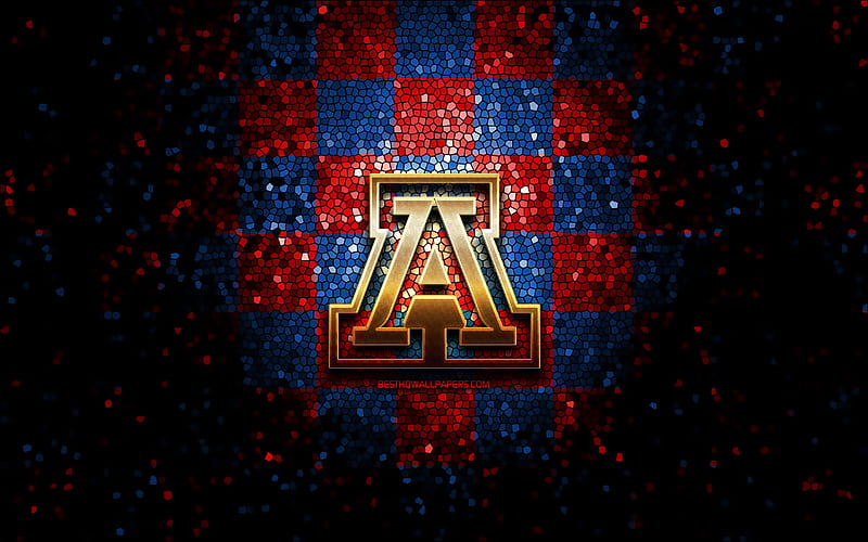 Arizona Wildcats, glitter logo, NCAA, blue red checkered background, USA,  american football team, HD wallpaper | Peakpx