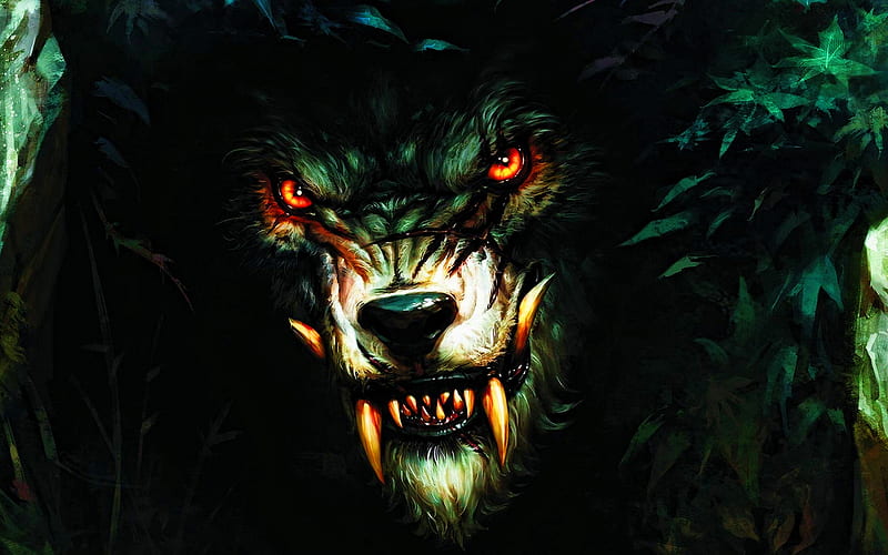 werewolf, artwork, wolf, fantasy art, wildlife, predators, angry wolf, HD wallpaper