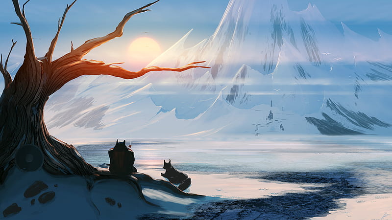 Dwarfs And Mountains, artist, artwork, digital-art, HD wallpaper