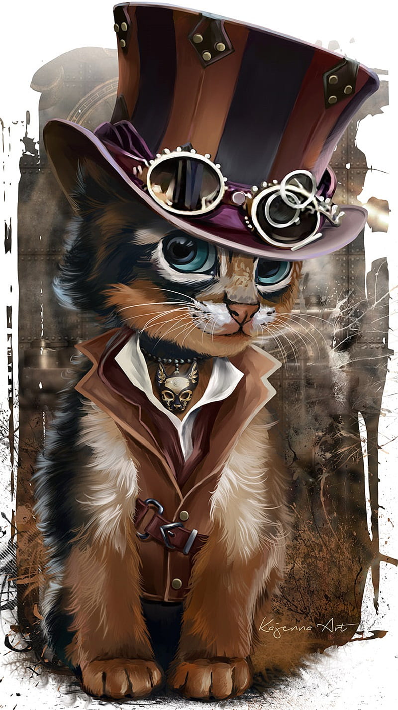 Steampunk kitty, punk, steam, HD phone wallpaper