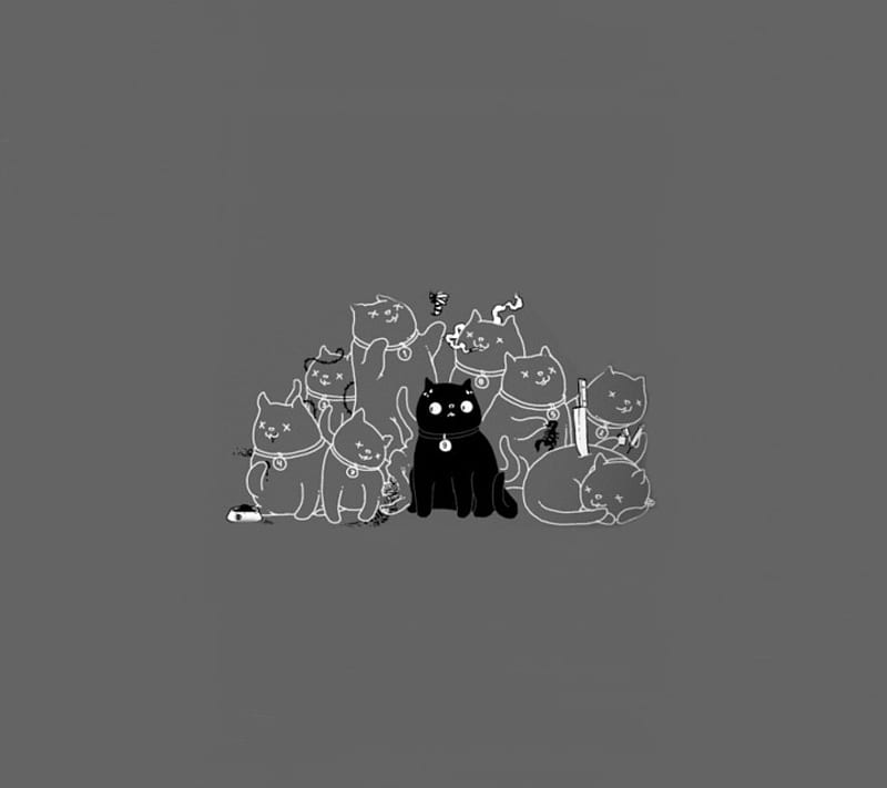 Cat & 9 Lifes, art, life, black, bonito, fun, cat, abstract, cute, gris, HD  wallpaper | Peakpx