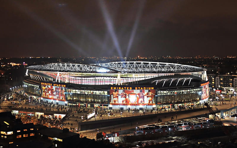 Emirates Stadium, English football stadium, Arsenal FC Stadium, London, England, evening, night, stadiums, Arsenal Stadium, HD wallpaper