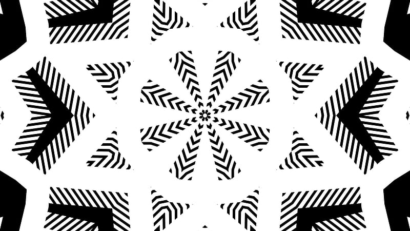 White Black Shapes Symmetry Digital Art Geometry Kaleidoscope Abstract, HD wallpaper