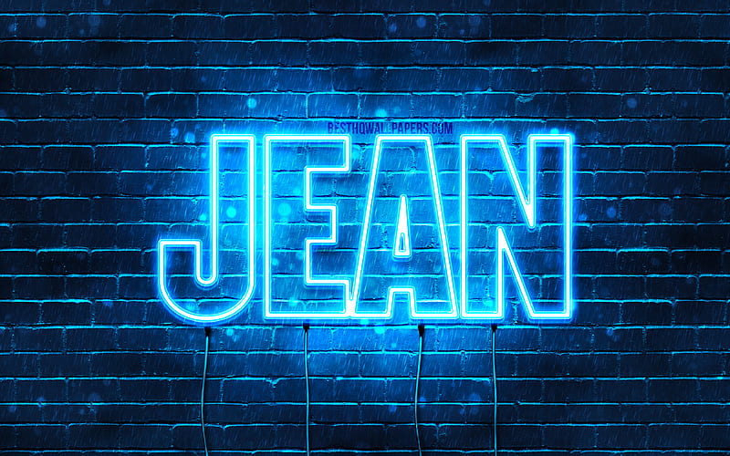 Jean with names, Jean name, blue neon lights, Happy Birtay Jean, popular french male names, with Jean name, HD wallpaper