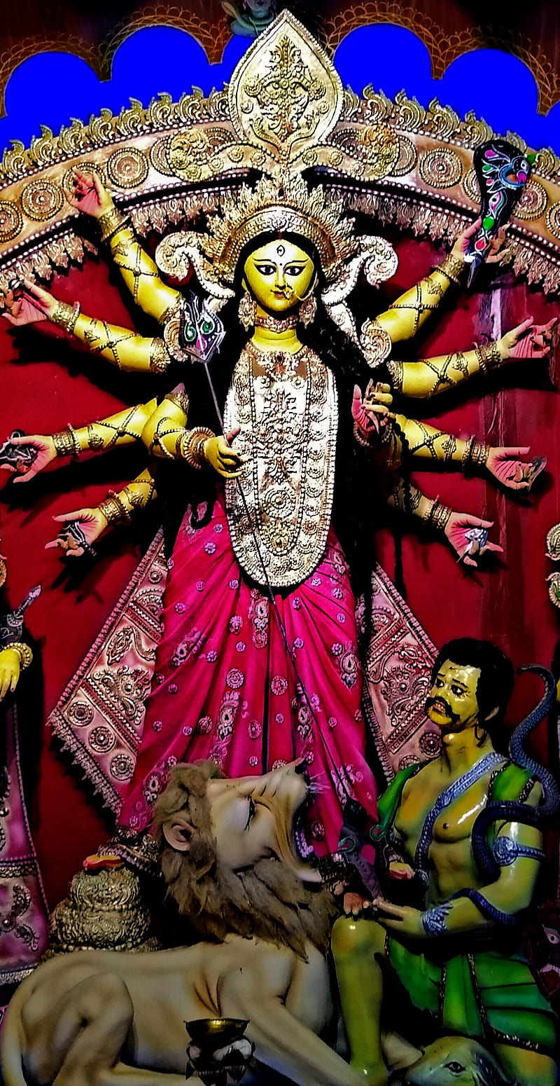 Maa Durga, god, goddess, mahisasuramardini, HD phone wallpaper