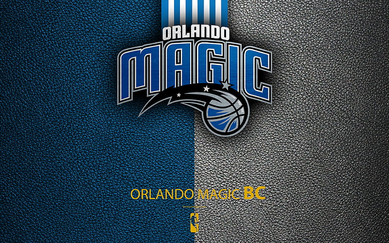 Orlando Magic logo, basketball club, NBA, basketball, emblem, leather texture, National Basketball Association, Orlando, Florida, USA, Southeast Division, Eastern Conference, HD wallpaper