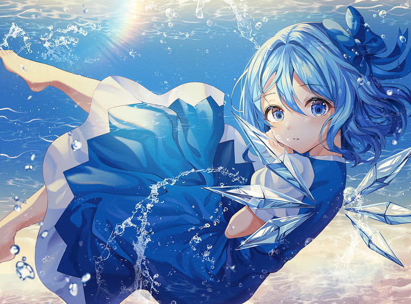 Desktop Wallpaper Blue Dress, Smile, Anime Girl, Cirno, Touhou, Hd Image,  Picture, Background, Afb3f8