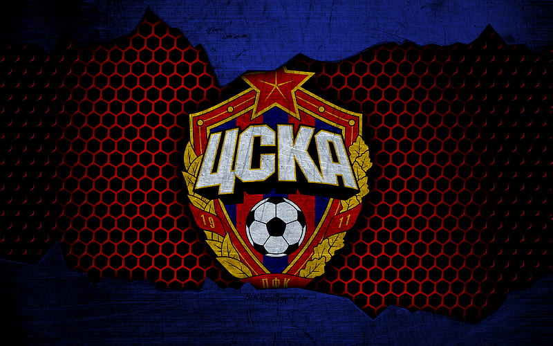 CSKA Moscow logo, Russian Premier League, soccer, football club, Russia, grunge, metal texture, CSKA Moscow FC, HD wallpaper