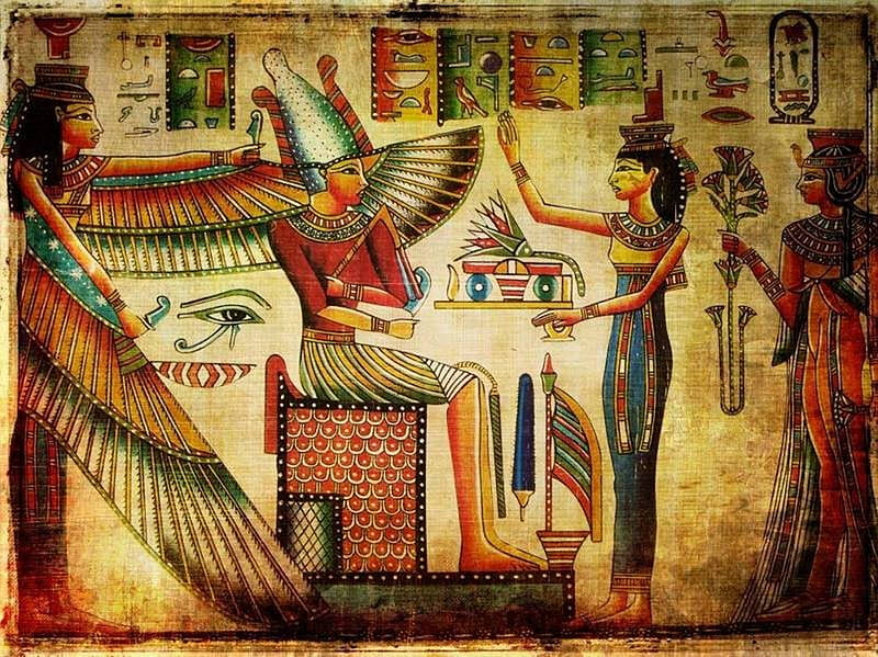 Ancient_Egyptians2, art, lotus, ancient, Egypt, HD wallpaper