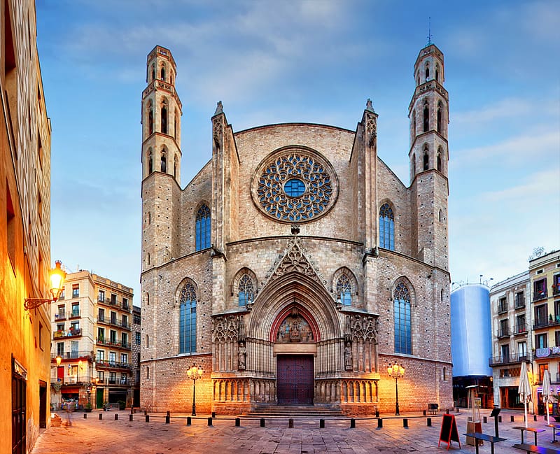 Architecture, Barcelona, Church, Spain, Cathedral, Religious, Santa Maria Del Mar, Cathedrals, HD wallpaper