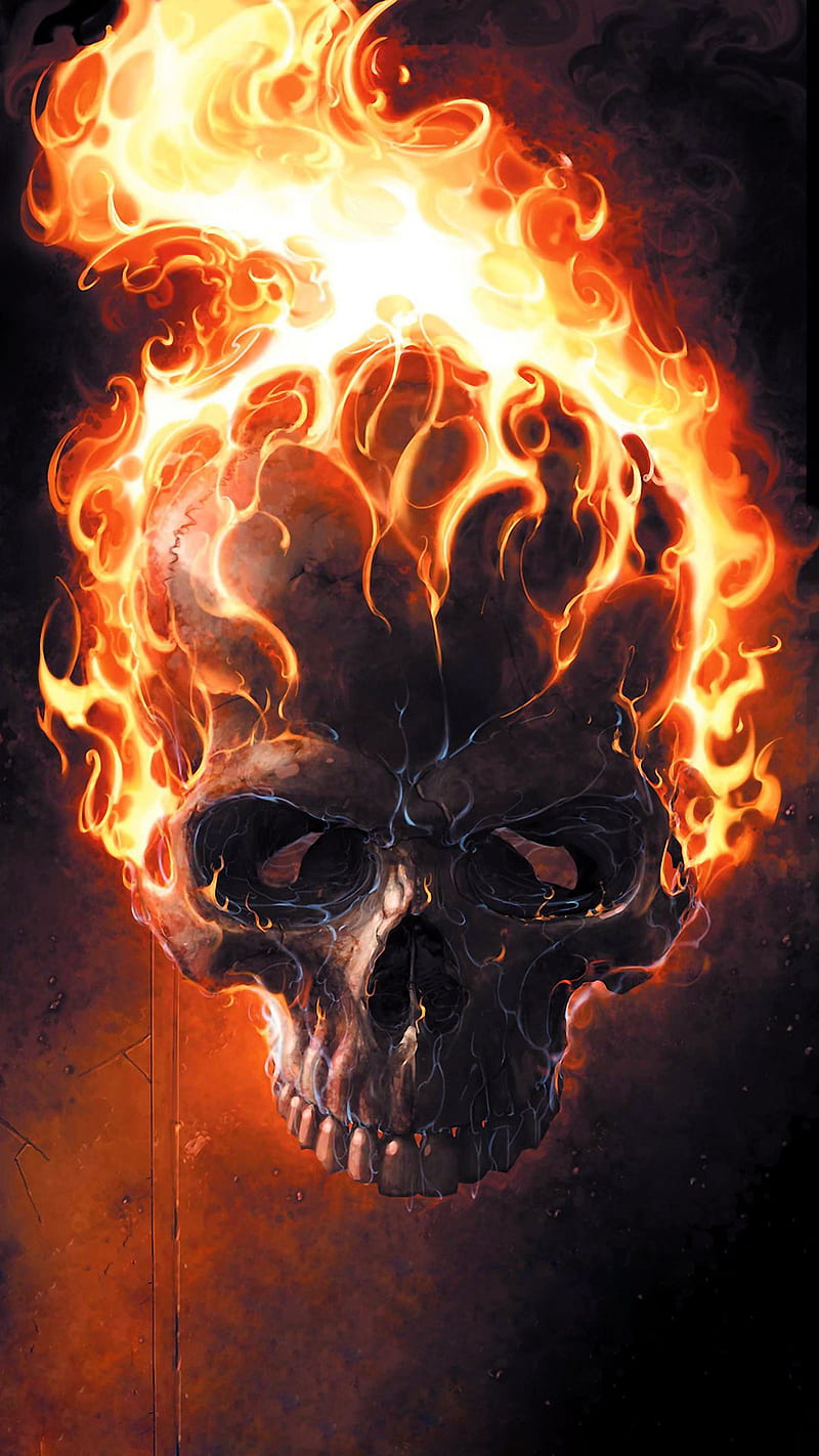 Burning skull, burn, fire, HD phone wallpaper