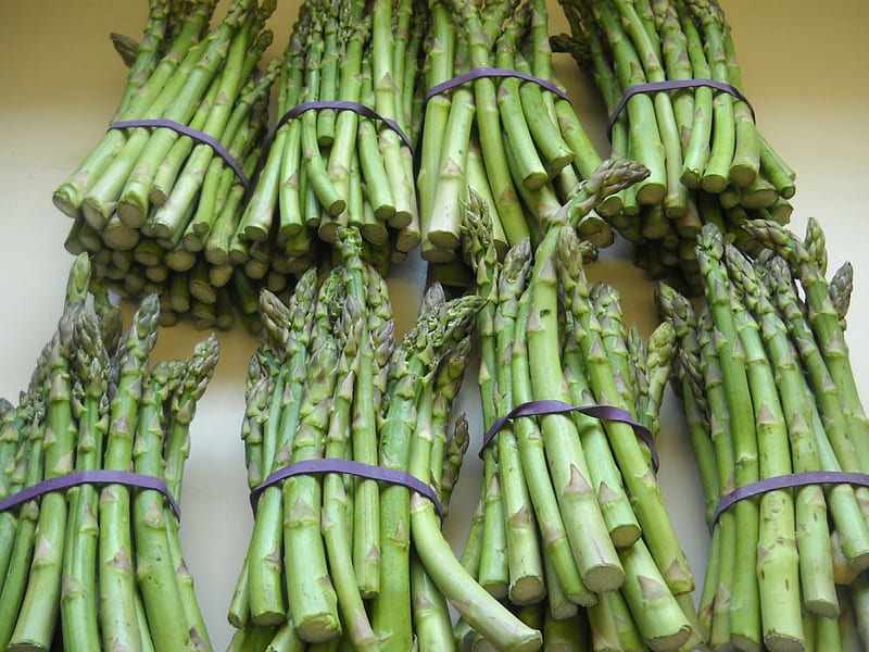 a bunch of asparagus, spears, vegetable, green, asparagus, HD wallpaper