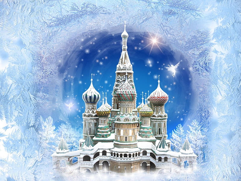 Castillo de invierno, fantasía, nieve, ángel, castillo, invierno, helada,  estrella, Fondo de pantalla HD | Peakpx