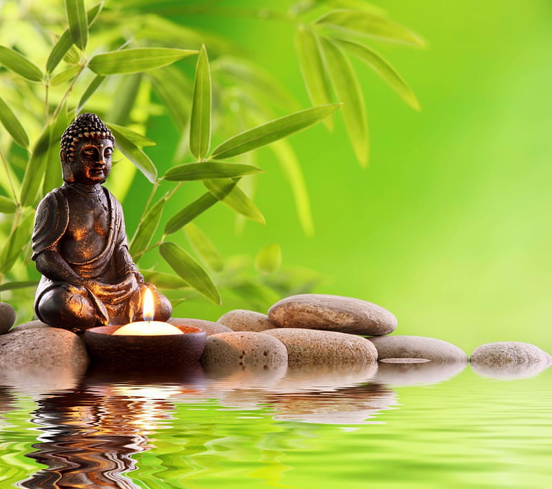 ●●● Mood for Peace ●●●, candle, calm, water, buddha, peace, mood, meditation, HD wallpaper