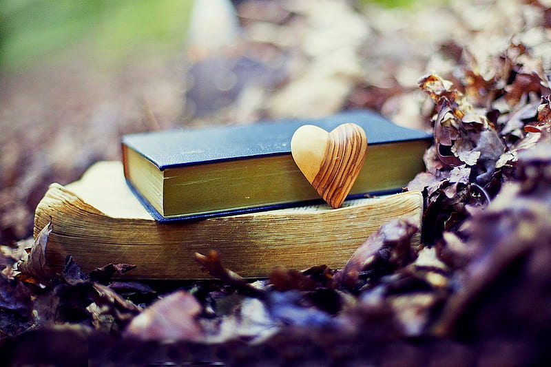 *** So romantic ***, book, wooden, love, heart, HD wallpaper