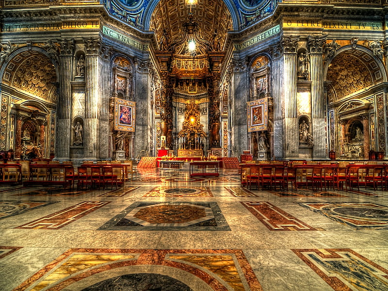 Altar-at-Saint-Peters-Basilica, saint peters, church, altar, basilica, HD wallpaper