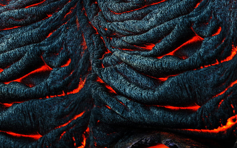 burning lava, macro, lava texture, red-hot lava, black background, lava, HD wallpaper