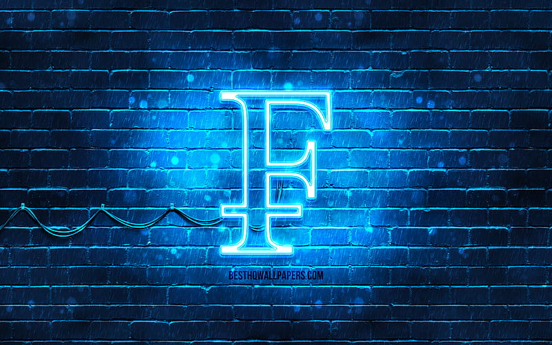 Swiss franc neon icon blue background, currency, neon symbols, Swiss franc, neon icons, Swiss franc sign, currency signs, Swiss franc icon, currency icons, HD wallpaper