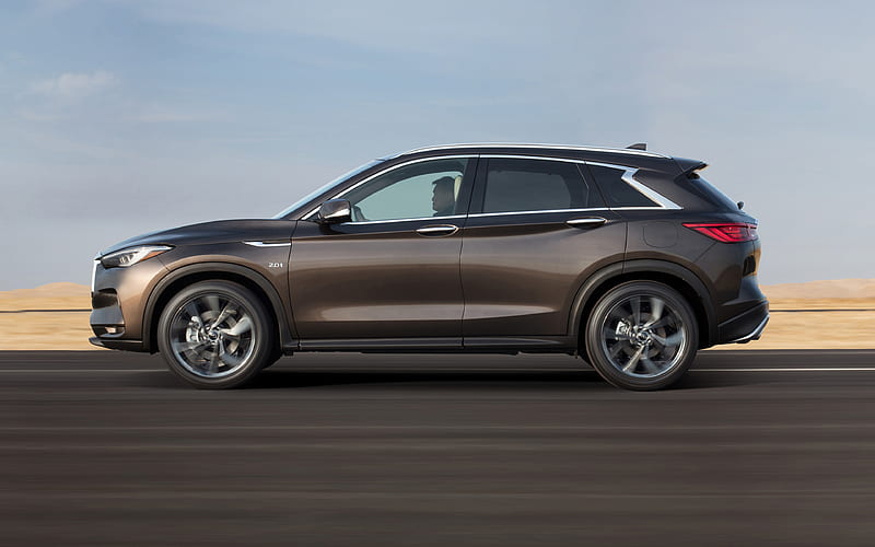 Infiniti QX50, 2018, exterior, side view, luxury crossover, new brown QX50, japanese cars, Infiniti, HD wallpaper